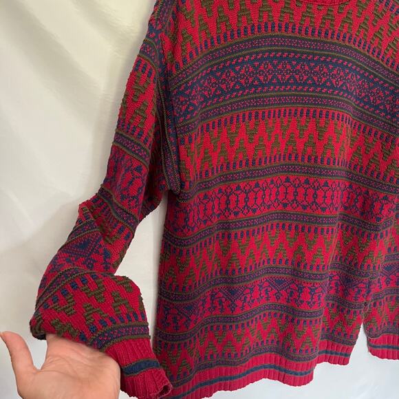 Vtg 80s Christian Dior Monsieur Mens Sweater Sz L Preppy Grandpa Geometric USA - Picture 4 of 12